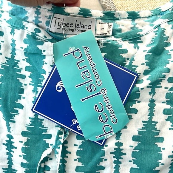 NWT Tybee Island Clothing Co.,TealWhite,  Lightweight, Beach to Brunch, Cover-Up - Picture 3 of 12